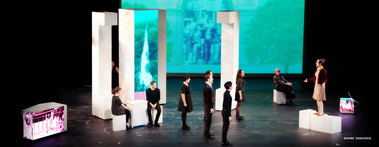 Scene from "A Marvelous Order" with people on stage