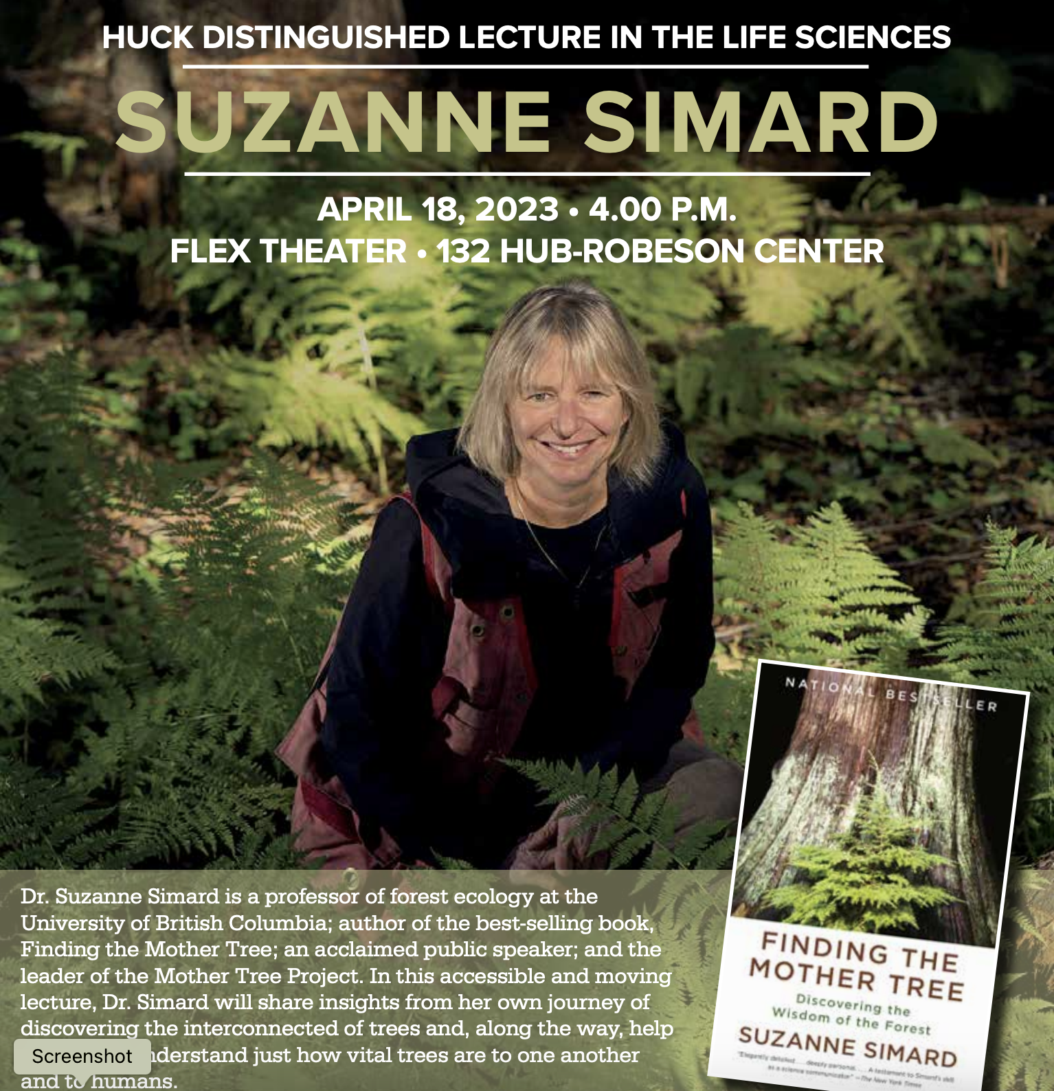 Poster featuring Suzanne Simard sitting in front of a tree