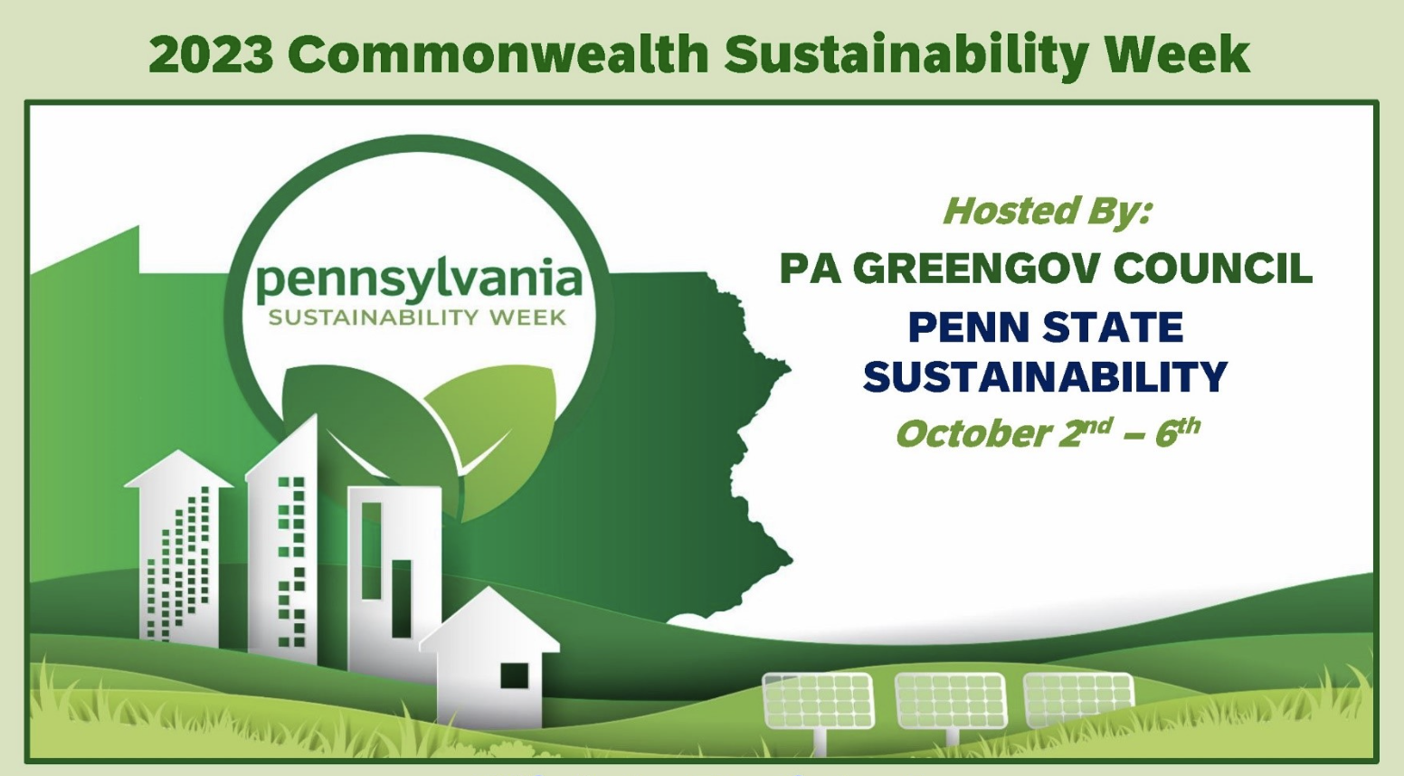Graphic of PA and GreenGov and PSU Sustainability announcing Sustainability Week