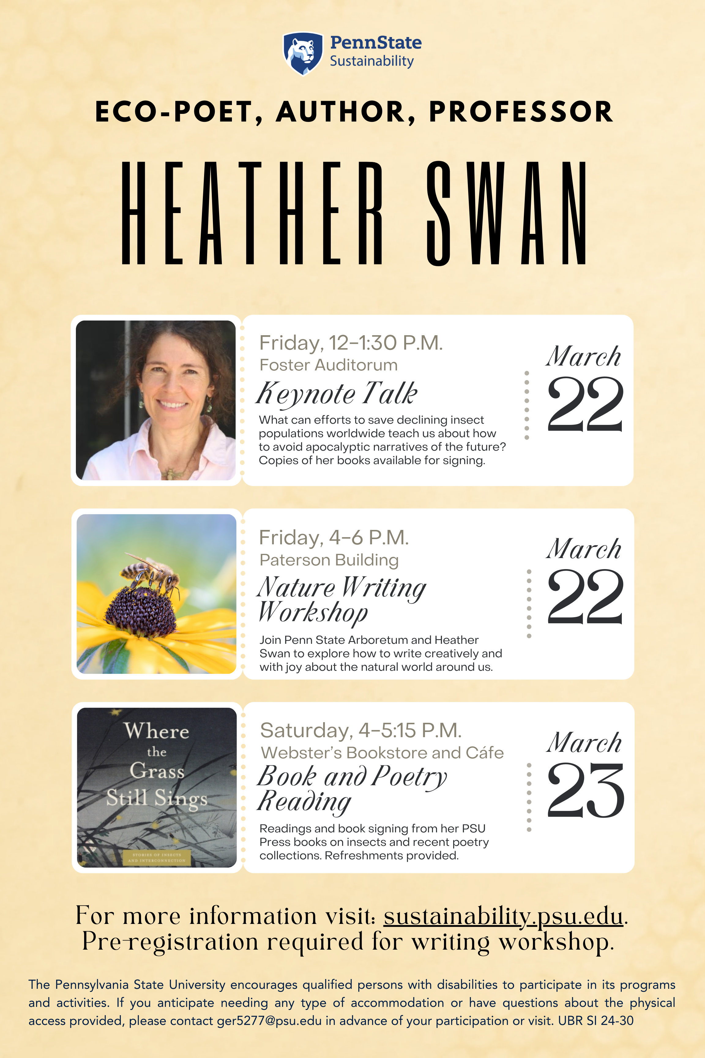 Image of flyer for Heather Swan's visit to Penn State