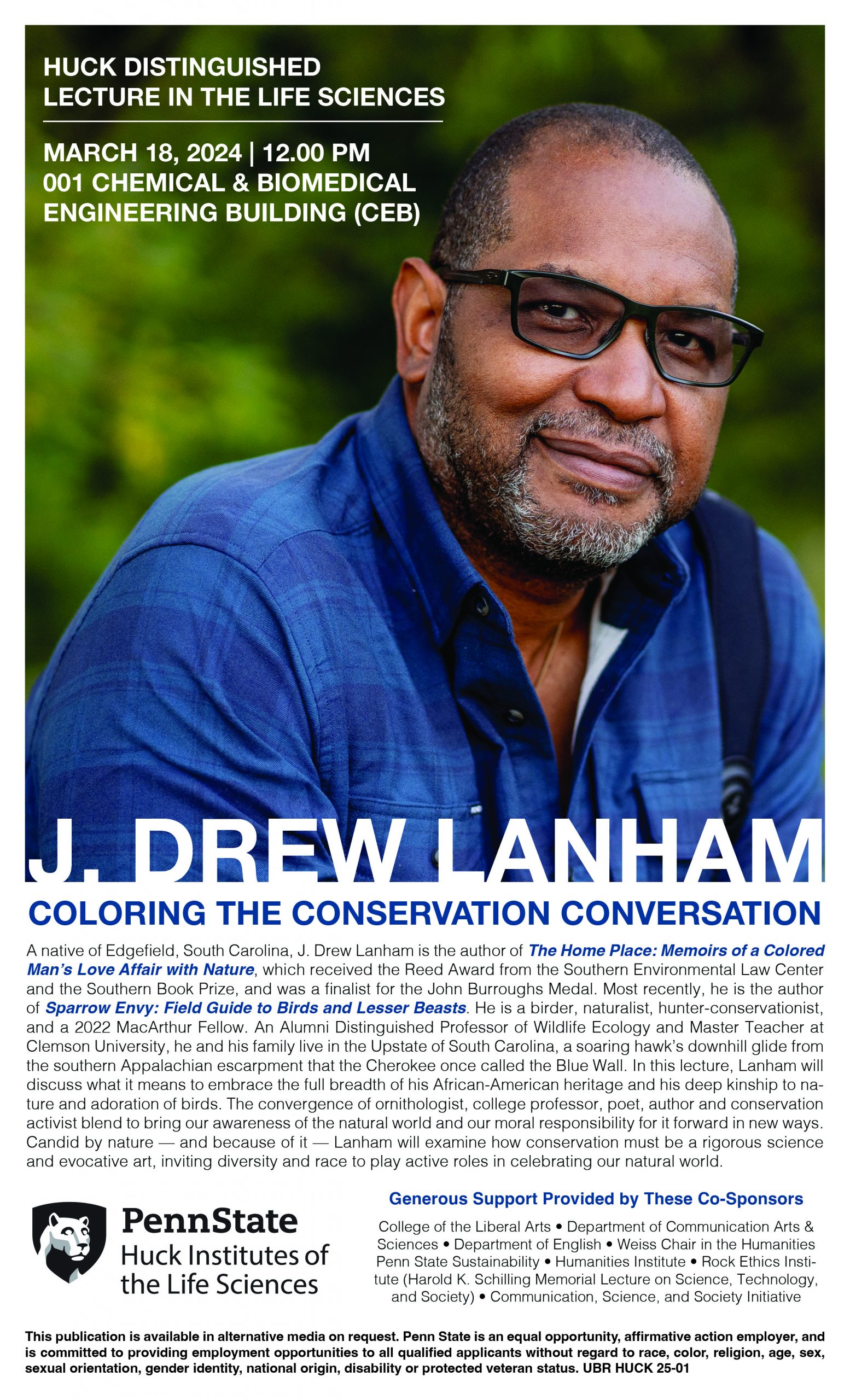 Flyer featuring photo of J. Drew Lanham